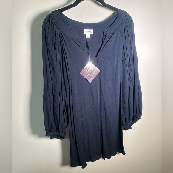 Ava & Viv Tops - Ava & Viv Blue Bishop Sleeve Top - 2X NWT